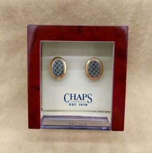 New Chaps Silver And Gold Plaid Cuff Links Cufflinks
